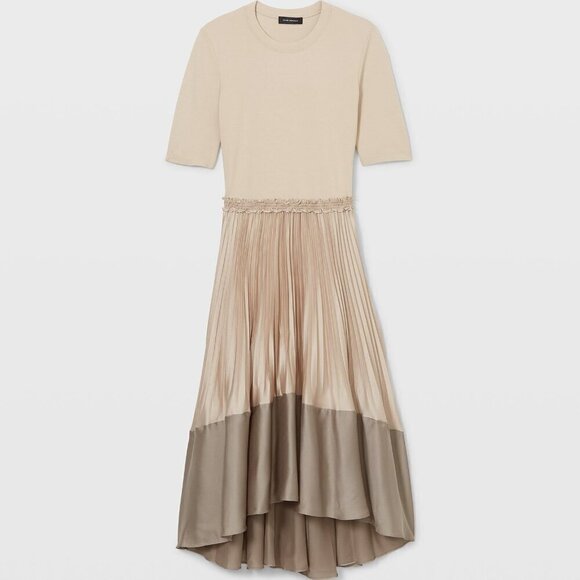 CLUB MONACO Mixed Media Pleated High-low Dress - Picture 2 of 8